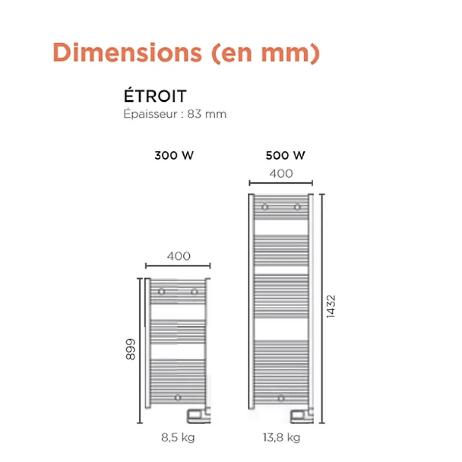 Thermor Sèche-serviette électrique CORSAIRE 2 blanc digital étroit 300W - - 473302* Sèche-Serviettes Mixte