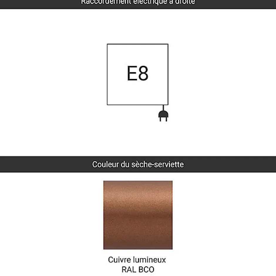 Matisere Sèche-serviette électrique cuivré - (HxL) 555x500 mm - 300 (Watts) - 300 Watt - JAD555-500E8BCO