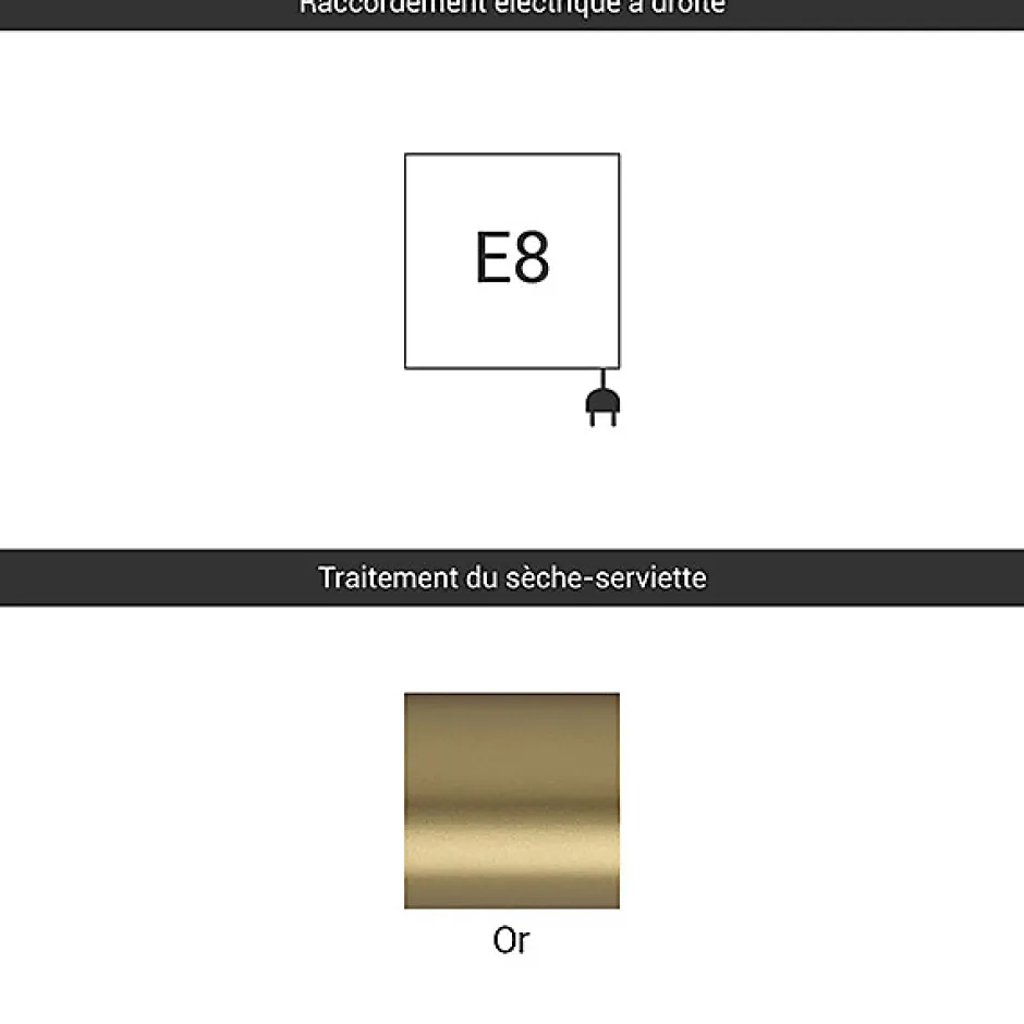 Matisere Sèche-serviette électrique doré de 500mm de haut et 300mm de large - 100 Watt - LIM500/300E8BRA* Sèche-Serviettes Électrique
