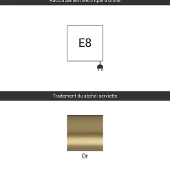 Matisere Sèche-serviette électrique doré de 1150mm de haut et 500mm de large - 600 Watt - STA1150/500E8BRA* Sèche-Serviettes Électrique