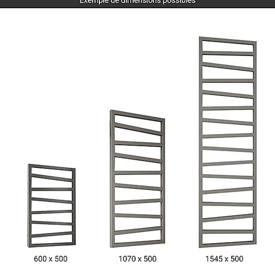 Matisere Sèche-serviette électrique gris - (HxL) 1310x500 mm - 600 ( Watts) - 600 Watt - ZIG1310-500E8MST* Sèche-Serviettes Électrique