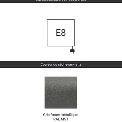 Matisere Sèche-serviette électrique gris - (HxL) 1310x500 mm - 600 ( Watts) - 600 Watt - ZIG1310-500E8MST* Sèche-Serviettes Électrique