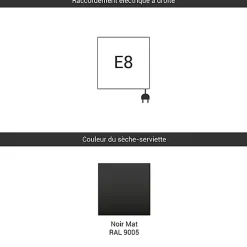 Matisere Sèche-serviette électrique noir - (HxL) 1380x600mm - 800 Watt - 800 Watt - FIO1380-600E8N