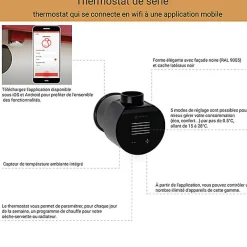 Matisere Sèche-serviette électrique noir thermostat wifi - HxL 630x1825mm - 2000 Watt - WAR630/1825ROE8NW