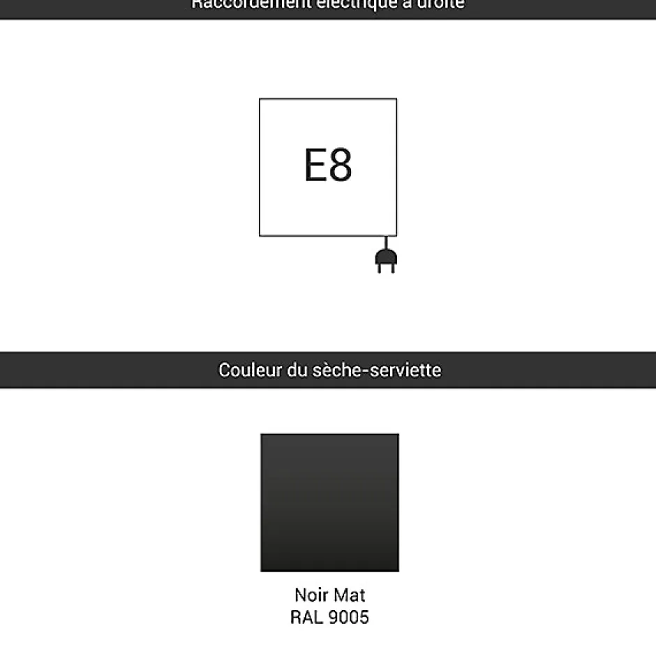 Matisere Sèche-serviette électrique noir - (HxL) 1460x500mm - 800 Watts - 800 Watt - LIM1460-500E8N