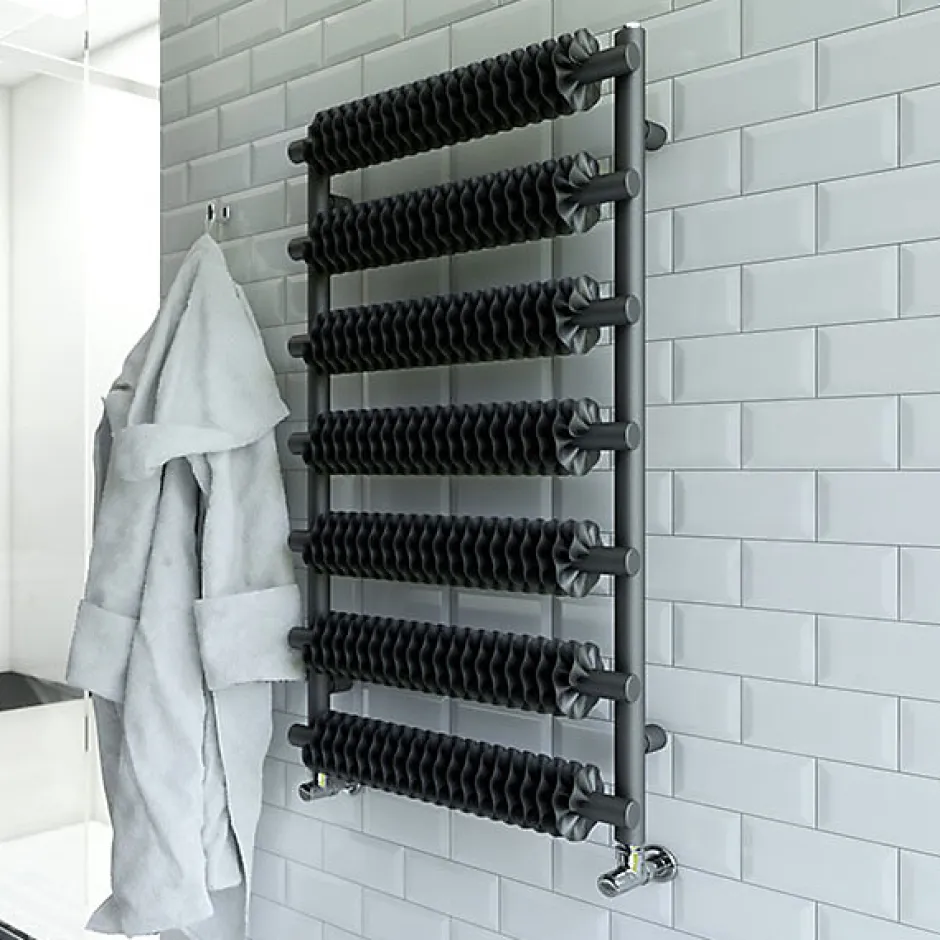 Matisere Sèche-serviette électrique noir de 1770mm de haut et 500mm de large - 1200 Watt - RIB1770/500TE8SOAN* Sèche-Serviettes Électrique