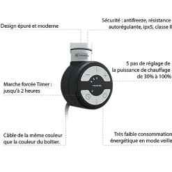 Matisere Sèche-serviette électrique noir de 1770mm de haut et 500mm de large - 1200 Watt - RIB1770/500TE8SOAN* Sèche-Serviettes Électrique
