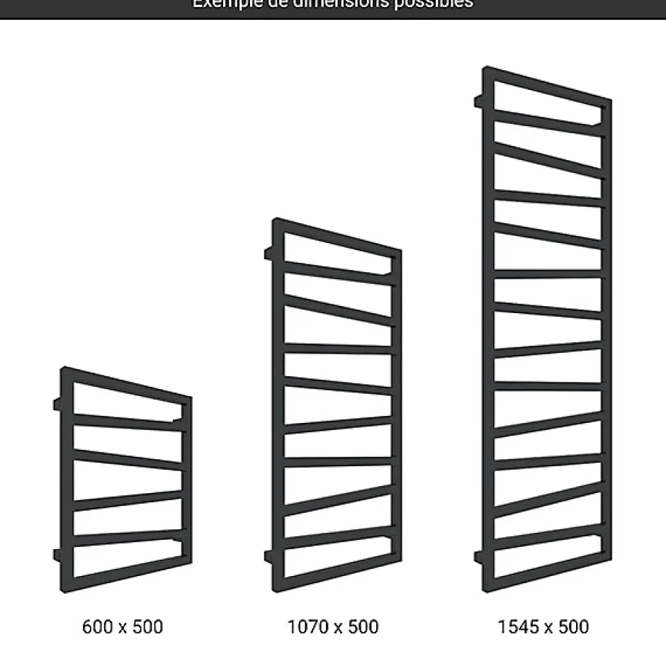 Matisere Sèche-serviette électrique noir - (HxL) 1310x500mm - 600 Watts - 600 Watt - ZIG1310-500E1N* Sèche-Serviettes Électrique