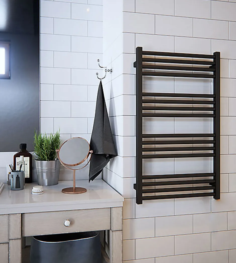 Matisere Sèche-serviette électrique noir - (HxL) 660x400mm - 300 Watt - 300 Watt - FIO660-400E1N* Sèche-Serviettes Électrique
