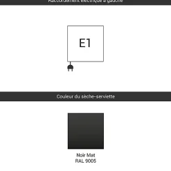 Matisere Sèche-serviette électrique noir - (HxL) 1860x430mm - 800 Watt - 800 Watt - FIO1860-430E1N