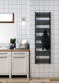 Matisere Sèche-serviette électrique noir - (HxL) 1860x430mm - 800 Watt - 800 Watt - FIO1860-430E1N