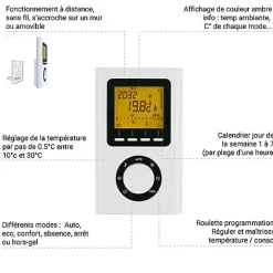 Matisere Sèche-serviette électrique programmable blanc - HxL 1230x400 mm - 400 Watt - WIN1230/400E1BP