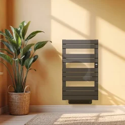 Bestherm Sèche-serviette électrique sans fluide avec soufflerie 500 + 1000 W H.108,4xL60cm HANAE noir* Sèche-Serviettes Soufflant