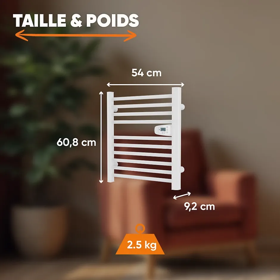 Bestherm Sèche-serviette électrique sans fluide 300W H.62xL54cm HESTIA blanc* Sèche-Serviettes Mixte