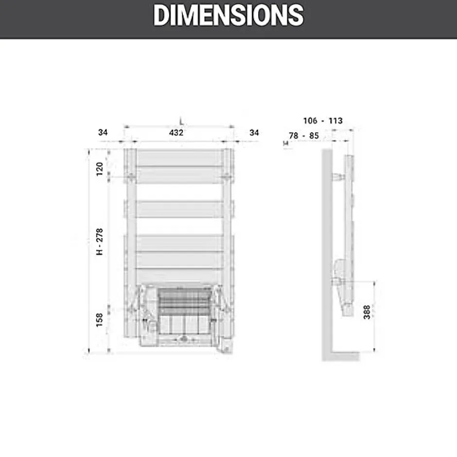 Matisere Sèche-serviette électrique soufflant blanc - HxL 884x500mm - 500 Watt - ROE-090-050/IFS/B* Sèche-Serviettes Soufflant