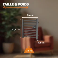Bestherm Sèche-serviette électrique sans fluide 300W H.62xL54cm HESTIA noir* Sèche-Serviettes Mixte