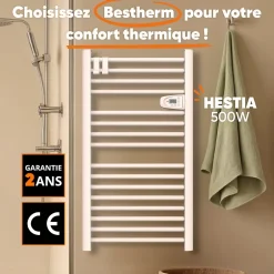 Bestherm Sèche-serviette électrique sans fluide 500W H.98xL54cm HESTIA blanc