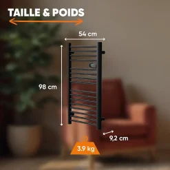 Bestherm Sèche-serviette électrique sans fluide 500W H.98xL54cm HESTIA noir* Sèche-Serviettes Mixte