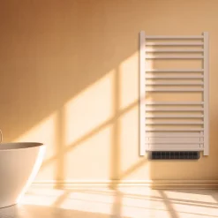 Bestherm Sèche-serviette électrique sans fluide avec soufflerie 500W+1000W H.100,5xL54cm HESTIA blanc