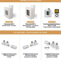 Matisere Sèche-serviette mixte blanc - (HxL) 1380x686mm - 800 Watt - 780 Watt - LEN1380-686GZ1B* Sèche-Serviettes Mixte