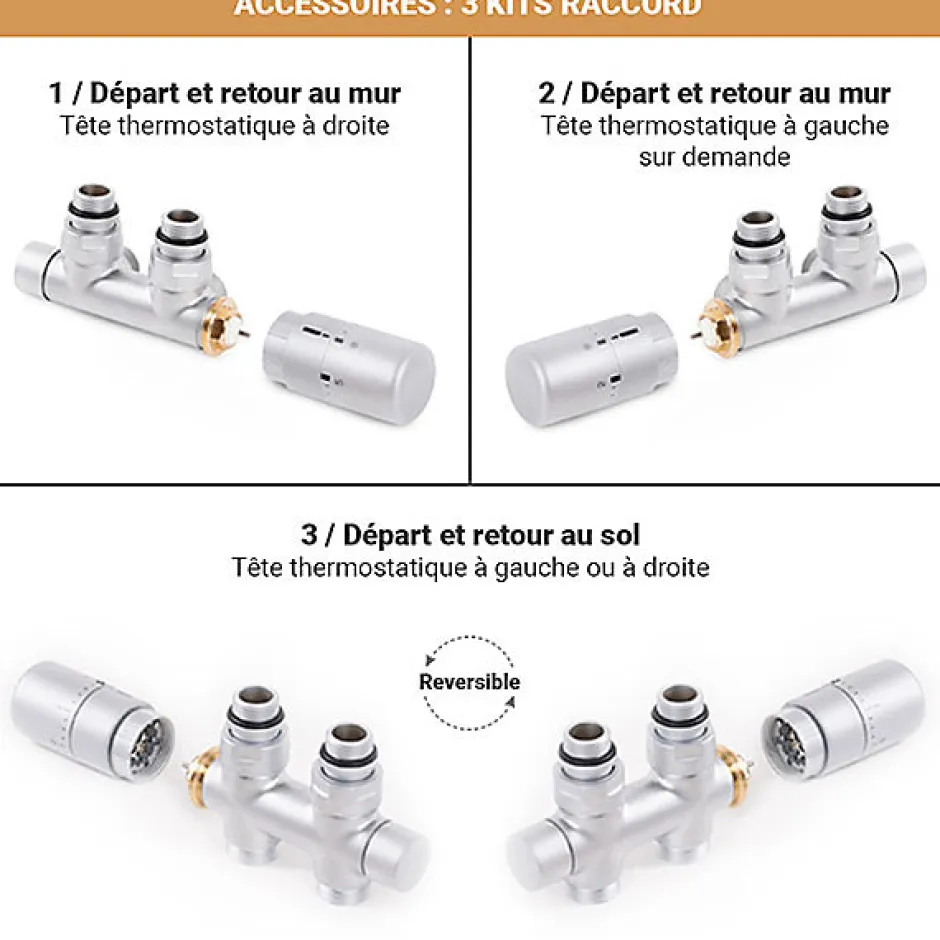 Matisere Sèche-serviette mixte blanc de 1610mm de haut et 500mm de large - 607 Watt - BON1610/500DWZ1B* Sèche-Serviettes Mixte