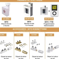 Matisere Sèche-serviette mixte blanc - (HxL) 1710x600mm - 800 Watt - 730 Watt - WIN1710-600Z1B* Sèche-Serviettes Mixte