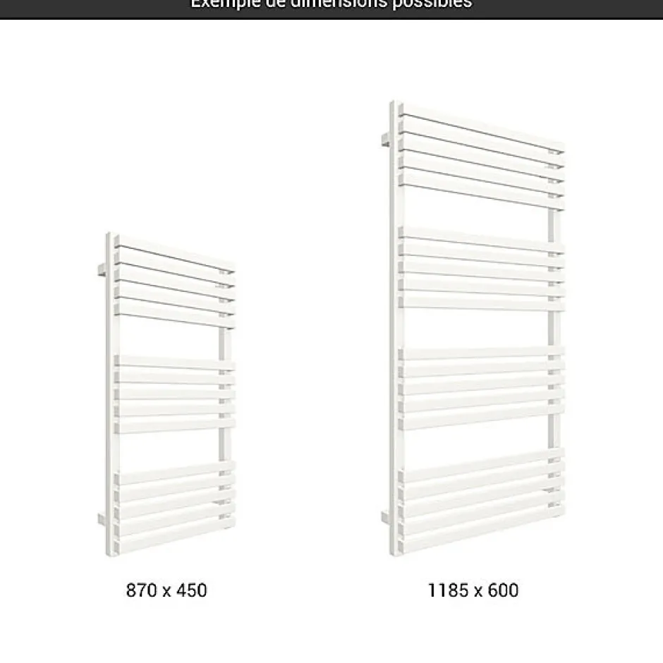 Matisere Sèche-serviette mixte blanc - (HxL) 870x450mm - 400 Watt - 402 Watt - QUA870-450SV2B* Sèche-Serviettes Mixte