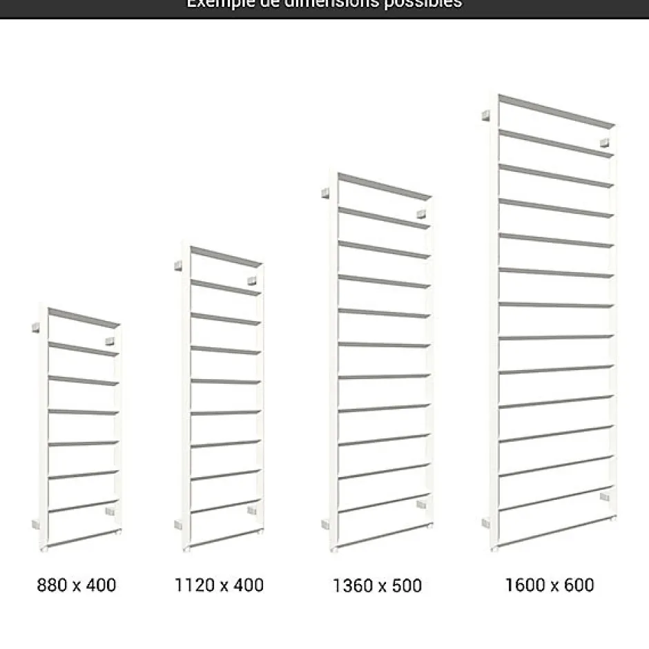 Matisere Sèche-serviette mixte blanc - (HxL) 1120x600mm - 500 Watt - 461 Watt - DIA1120-600Z1B