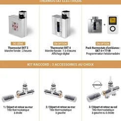 Matisere Sèche-serviette mixte chromé de 1580mm de haut / 600mm de large - 739 Watt - POL1580/600V2CRO