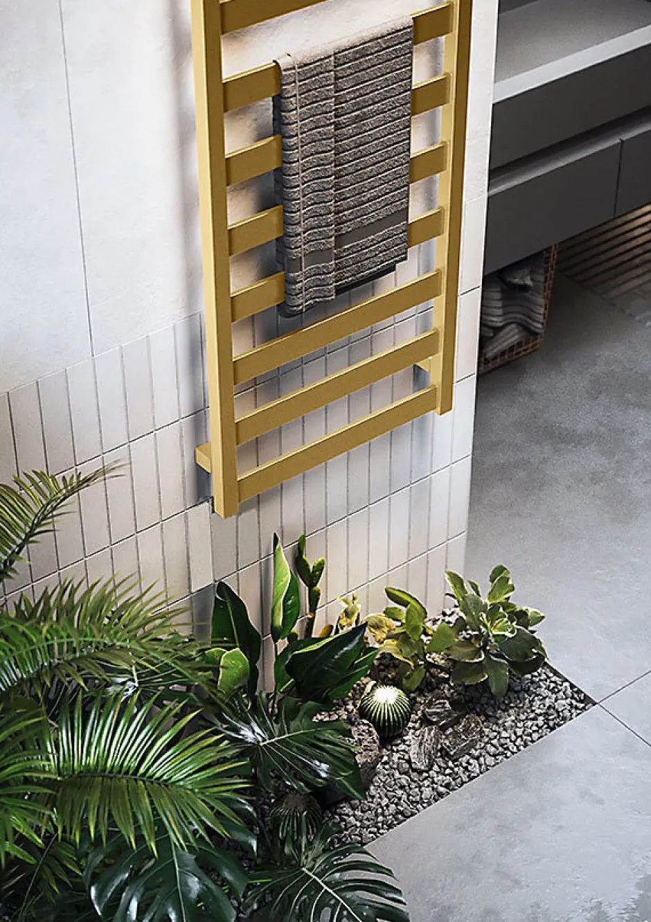 Matisere Sèche-serviette mixte doré de 670mm de haut et 600mm de large - 320 Watt - VIV670/600V2BRA