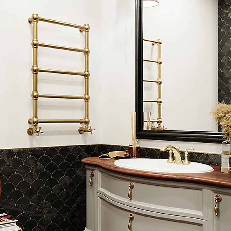 Matisere Sèche-serviette mixte Doré de 430mm de haut et 504 mm de large - 115 Watt - RET430/504V2BRA