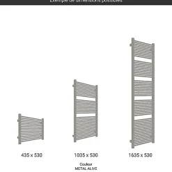 Matisere Sèche-serviette mixte gris de 1460mm de haut et 230mm de large - 367 Watt - MIK1460/230Z1MAV* Sèche-Serviettes Mixte