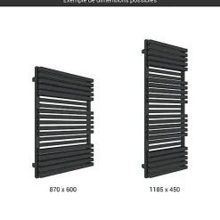 Matisere Sèche-serviette mixte noir - (HxL) 1185x600 mm - 1000 Watt - 1071 Watt - QUA1185-600BV2N* Sèche-Serviettes Mixte