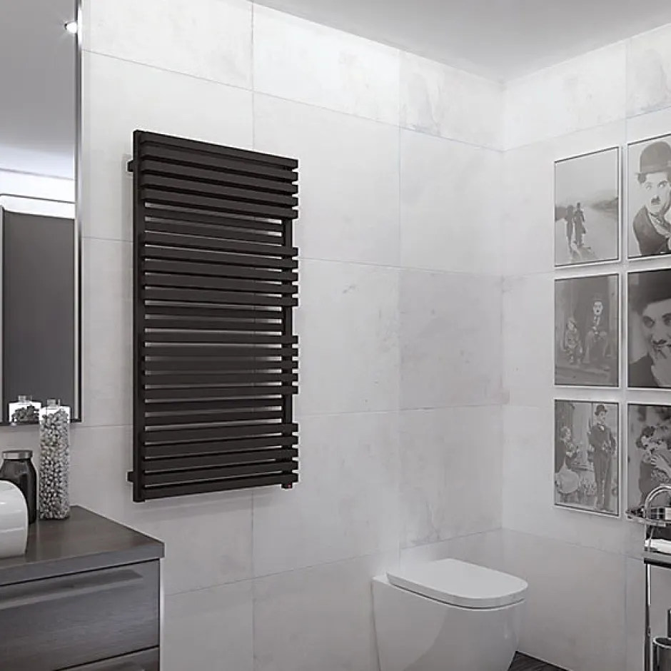 Matisere Sèche-serviette mixte noir - (HxL) 1185x600 mm - 1000 Watt - 1071 Watt - QUA1185-600BV2N* Sèche-Serviettes Mixte