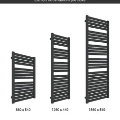 Matisere Sèche-serviette mixte noir - (HxL) 1260x440 mm - 500 Watt - 502 Watt - MAN1260-440Z8N
