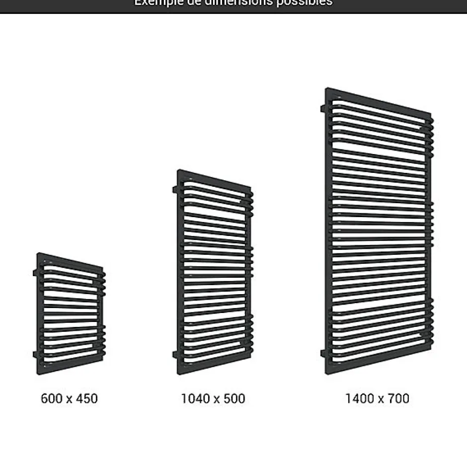 Matisere Sèche-serviette mixte noir - (HxL) 1240x500 mm - 800 Watt - 744 Watt - POC1240-500Z1N* Sèche-Serviettes Mixte