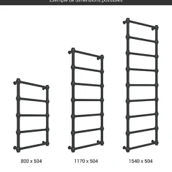 Matisere Sèche-serviette mixte Noir de 1540mm de haut et 504 mm de large - 390 Watt - RET1540/504V2N