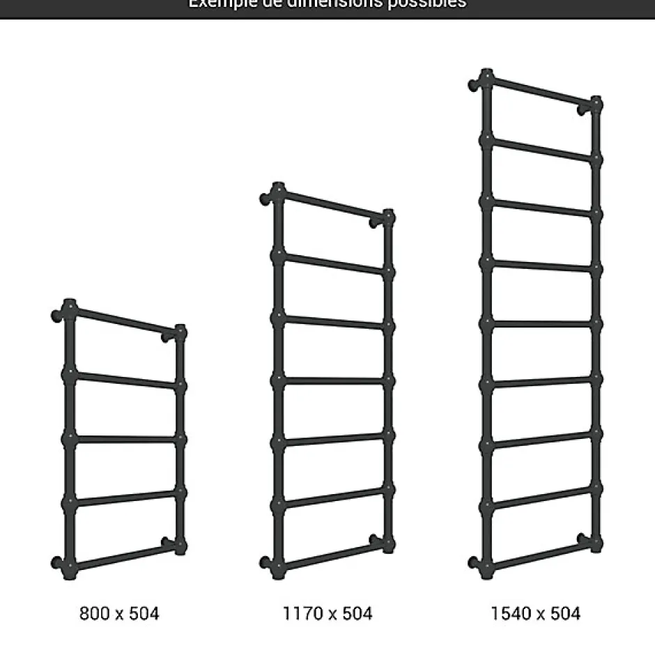 Matisere Sèche-serviette mixte Noir de 1540mm de haut et 504 mm de large - 390 Watt - RET1540/504V2N