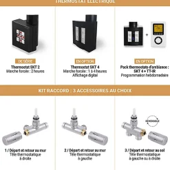Matisere Sèche-serviette mixte Noir de 1540mm de haut et 504 mm de large - 390 Watt - RET1540/504V2N