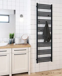 Matisere Sèche-serviette mixte noir - (HxL) 1860x400 mm - 600 Watt - 600 Watt - FIO1860-400Z8N* Sèche-Serviettes Mixte