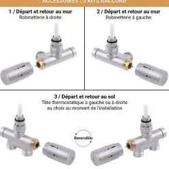 Matisere Sèche-serviette mixte noir - (HxL) 1080x500 mm - 400 Watt - 396 Watt - SIM1080-500V2N* Sèche-Serviettes Mixte