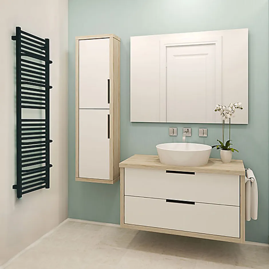 Matisere Sèche-serviette mixte noir - (HxL) 1460x600 mm - 800 Watt - 879 Watt - LIM1460-600Z1N