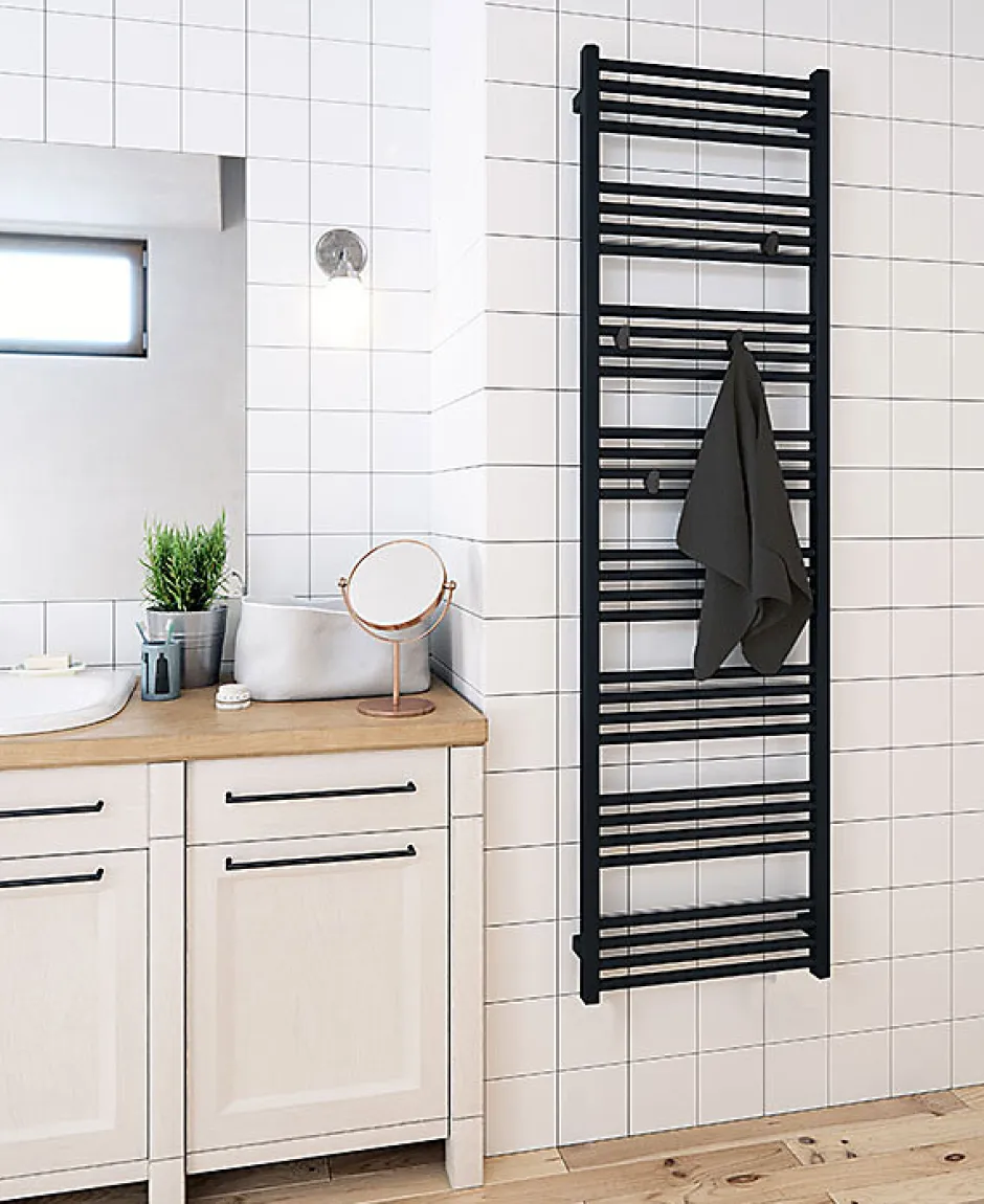 Matisere Sèche-serviette mixte noir - (HxL) 1860x600 mm - 1000 Watt - 922 Watt - FIO1860-600Z8N* Sèche-Serviettes Mixte