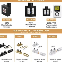 Matisere Sèche-serviette mixte noir - (HxL) 840x500 mm - 300 Watt - 306 Watt - SIM840-500Z8N