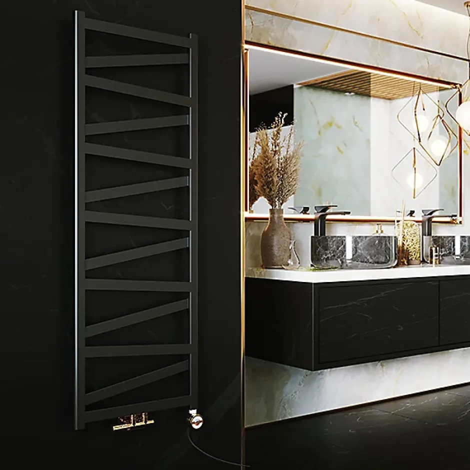 Matisere Sèche-serviette mixte noir - (HxL) 1230x400 mm - 400 Watt - 382 Watt - VIP1230-400Z8N