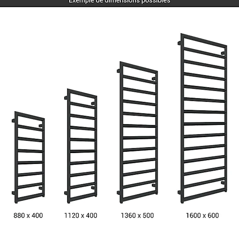 Matisere Sèche-serviette mixte noir - (HxL) 1360x600 mm - 500 Watt - 554 Watt - DIA1360-600Z8N