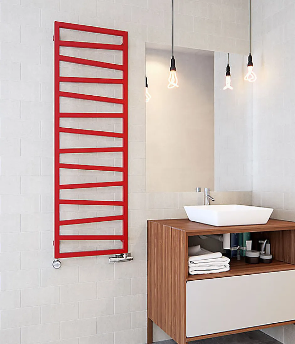 Matisere Sèche-serviette mixte rouge trafic de 1070mm de haut et 500mm de large - 418 Watt - ZIG1070/500Z83020