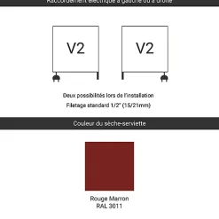 Matisere Sèche-serviette mixte rouge brun 660mm de haut - 400mm de large - 241 Watt - FIO660/400V23011* Sèche-Serviettes Mixte