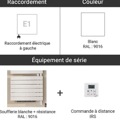Matisere Sèche-serviette soufflant blanc de 1252mm de haut - 550mm de large - 1000 Watt - ROFER-13-55/IFS/B* Sèche-Serviettes Soufflant