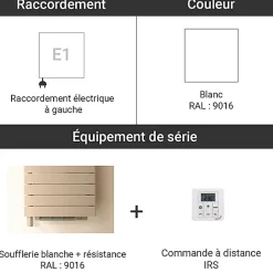 Matisere Sèche-serviette soufflant électrique blanc - HxL : 1698x500mm - 1000 Watt - ROE-170-050/IFS/B* Sèche-Serviettes Soufflant